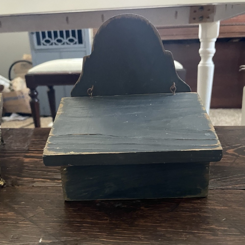 Wooden Wall Box Primitive Folk Art Box Old Painted Primitive Rustic Decor